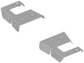 Two Rear A-Arm Guards (Pair) for Polaris Sportsman 400 / 500 / 570 / 800 are shown with three screws each, featuring a cut-out section and raised edges for mounting or securing. Both guards are displayed at different angles against a white background.