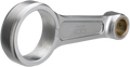 A metallic connecting rod with a large circular end and a smaller circular end, featuring a bronze bushing. The surface is smooth and silver, with MOOSE RACING engraved on the side. The rod is photographed on a plain white background.