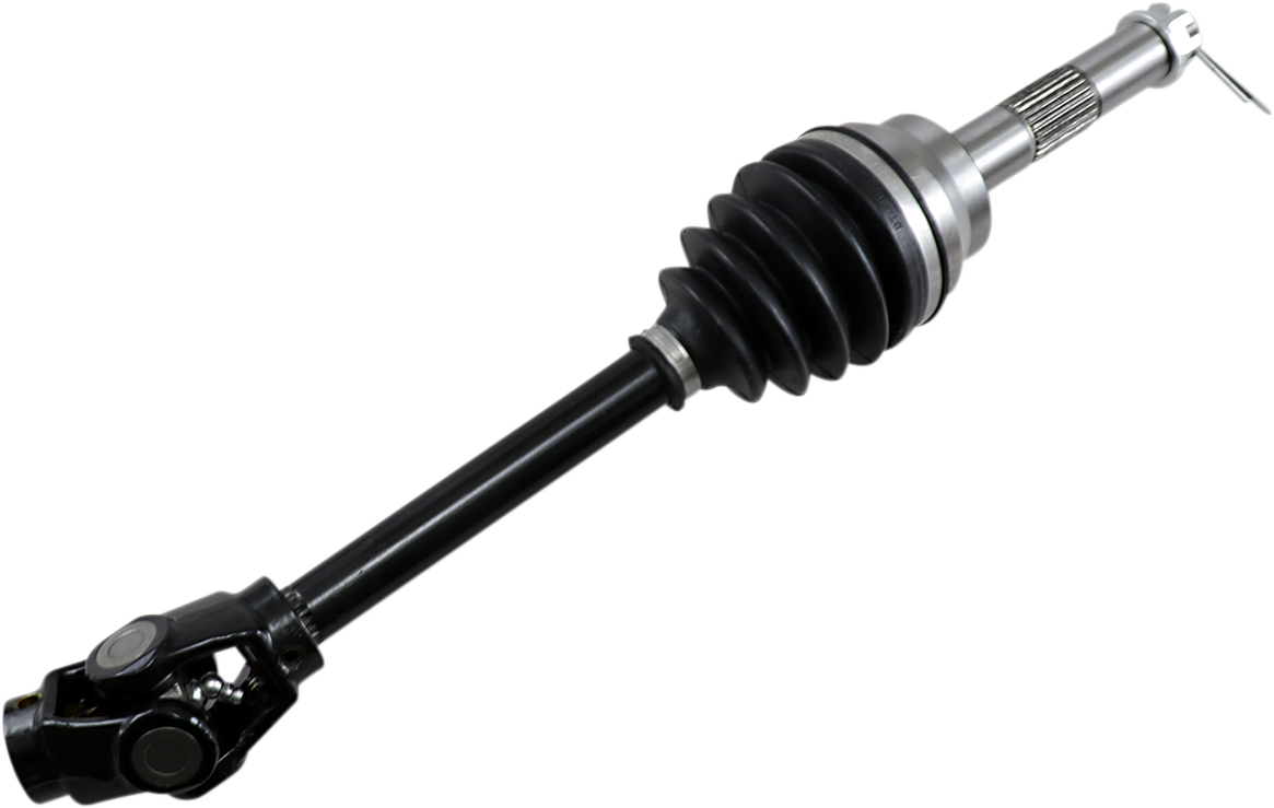 A black and silver drive shaft.