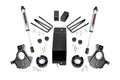 The 3.5 Inch Lift Kit | Cast Steel LCA | V2 for Chevy/GMC 1500 (07-13) is shown on a white background, featuring two shock absorbers, black knuckles, U-bolts, spacers, brackets, a skid plate, and hardware arranged symmetrically.