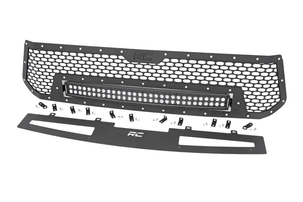 Rough Country Mesh Grille | 30" Dual Row LED | Black | Toyota Tundra (14-17)