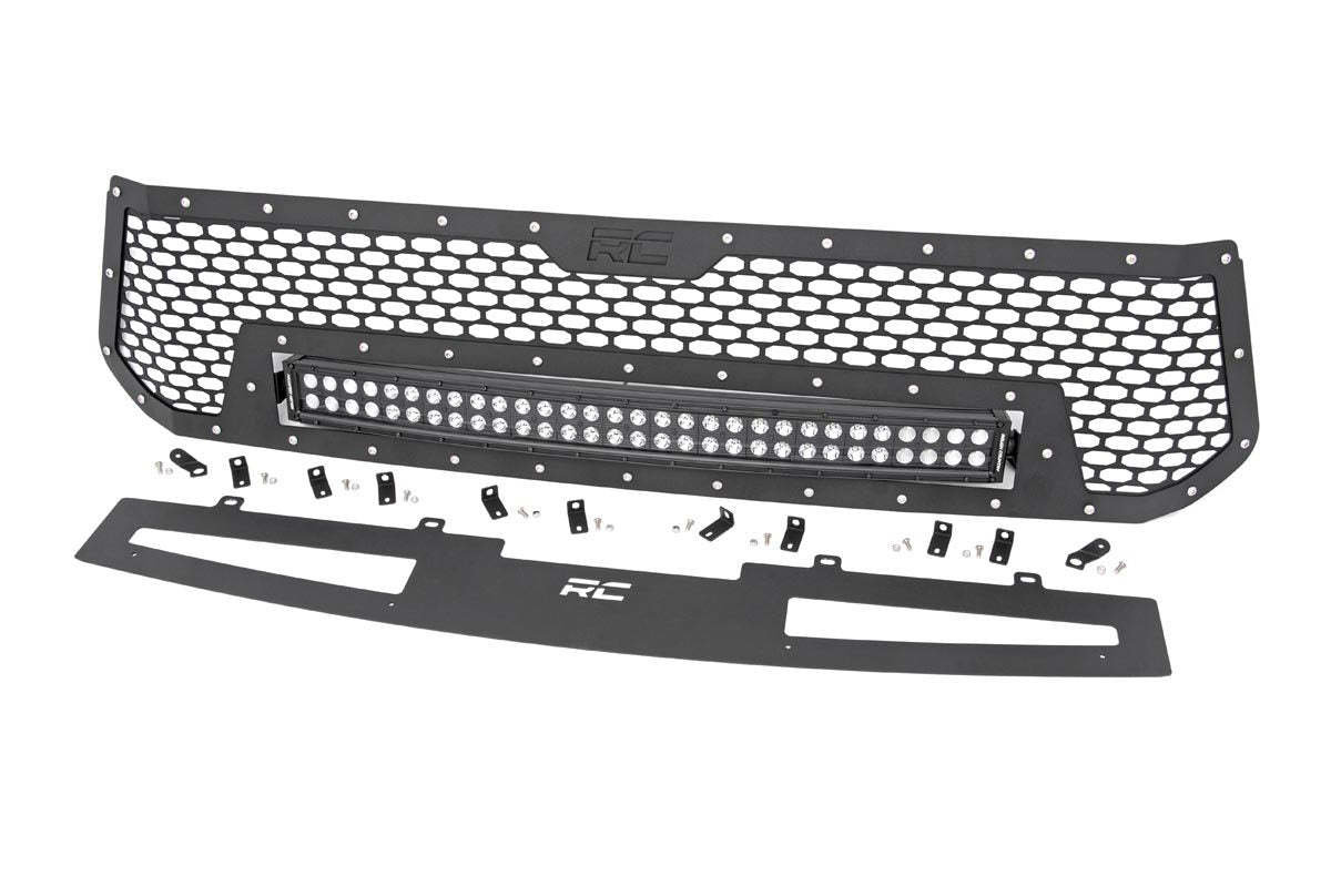 Rough Country Mesh Grille | 30" Dual Row LED | Black | Toyota Tundra (14-17)