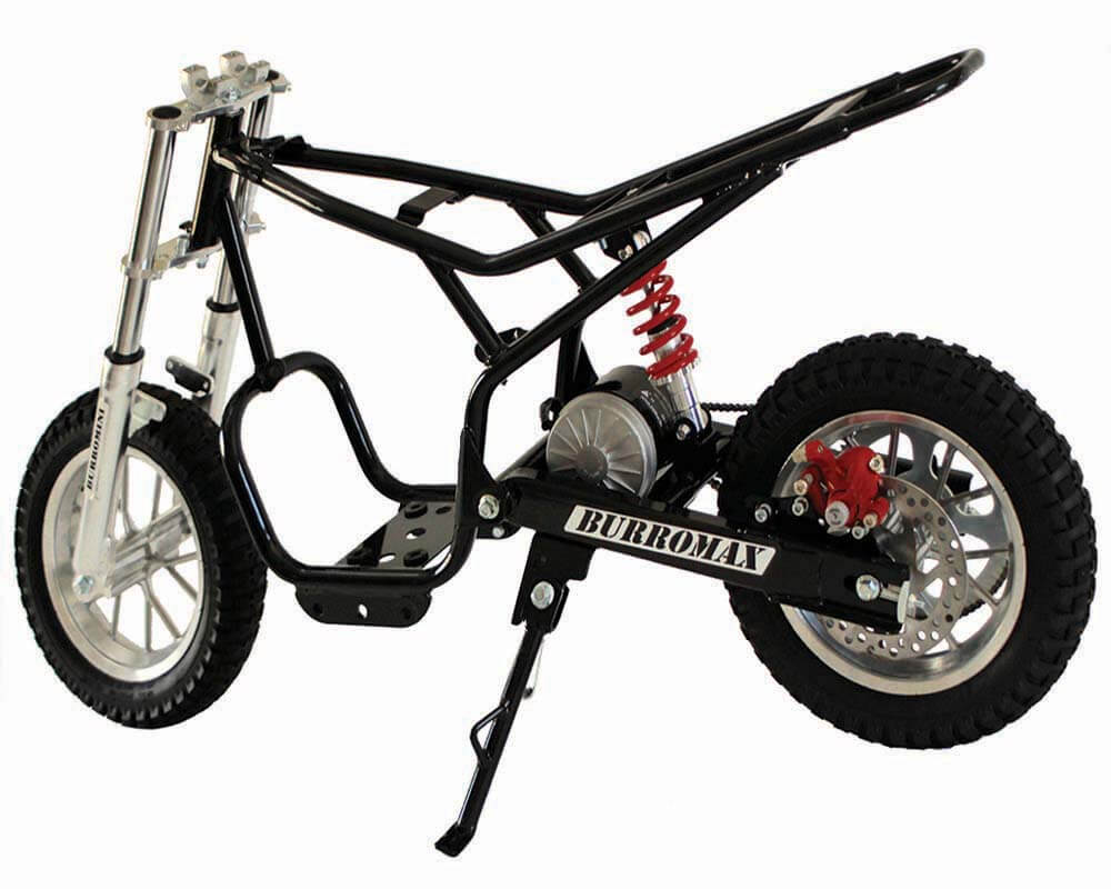 Burromax Electric Mini Bike - Tt350R Lithium Ion Powered With Full Suspension - Matte Black Carbon Fiber