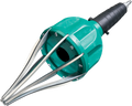 A handheld green and black garden tool with a black grip handle and four curved metal prongs extending from the base, likely used for harvesting or picking fruit, photographed against a white background.