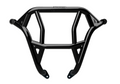 The 2022+ Polaris RZR PRO R Rear Bumper (Black) features a sturdy, tubular black metal frame with a matte finish, angular geometric design, two bottom mounting points, and small side cut-out details for added style and support.