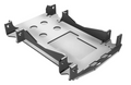 The Polaris 2020+ General XP Frame Stiffener is a rectangular metallic skid plate with angled edges, folded brackets, and round and rectangular cutouts for undercarriage protection, shown against a white background.