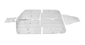 Four silver metal panels with holes and ridges are displayed on a white background. These rectangular pieces with precise cutouts are components of the Polaris Ranger Crew 1000 / XP / EPS Alloy Skid Plate.