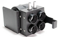 A black, rectangular metal Inferno Cab Heater Kit with four front air vents, two silver cylindrical controls on top, and a side mounting bracket with multiple screws for the 2019-current Cf Moto U-Force 1000.