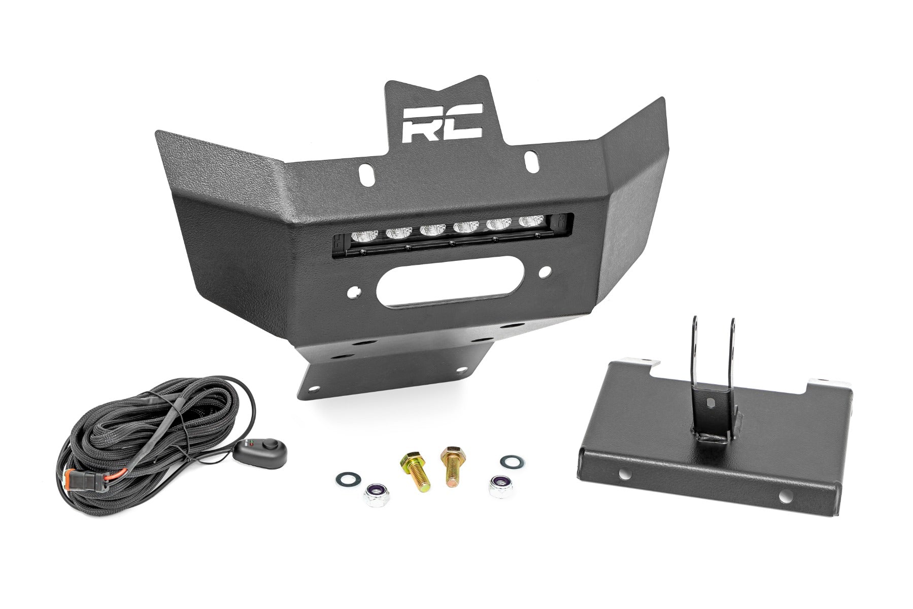 Rough Country Winch Bumper | Black Series LED | 6" Light | Slime Line | Can-Am Renegade (13-21)