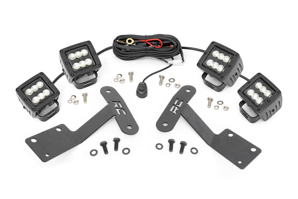 Rough Country LED Light | Ditch Mount | Dual 2" Black Pairs | Flood | Toyota Tundra (14-21)