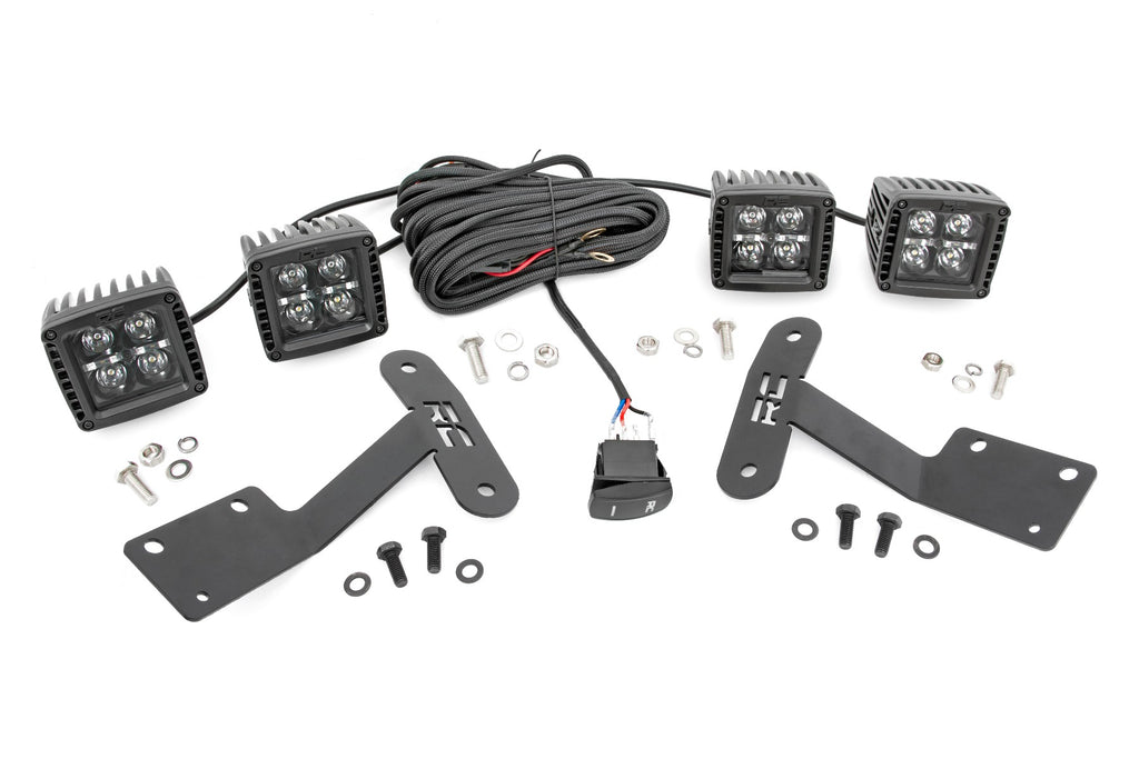 Rough Country LED Light | Ditch Mount | Dual 2" Black Pairs | White DRL | Toyota Tundra (14-21)