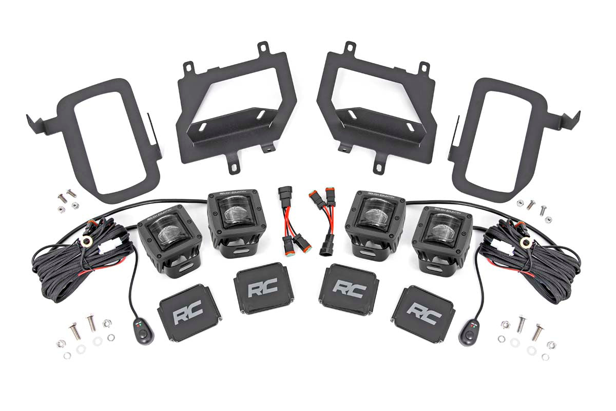 Rough Country LED Light | Fog Mount | Dual 2" Black Pairs | SAE | Ford F-150 (15-17)