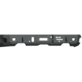 A black, rectangular metal Stealth Rear Winch Bumper (2019-2021 GMC/Chevy 1500), texture finish, with multiple cutouts, mounting holes, and a High Artic label. Rugged design is compatible with Warn M8000 winch for heavy-duty or off-road use.