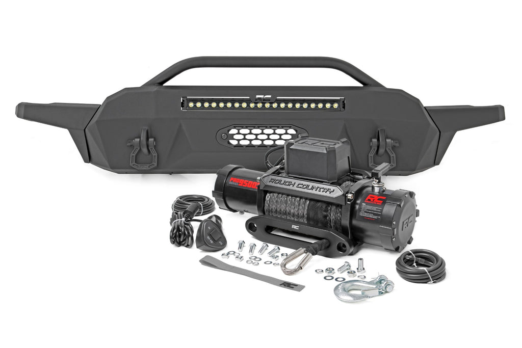 Rough Country Front Bumper | High Clearance | Hybrid | 20" Blk LED | Toyota Tacoma 4WD (2016-2023)