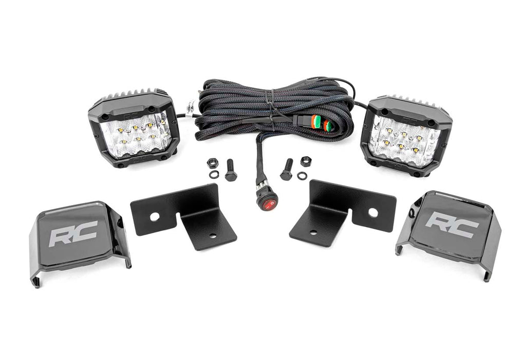 Rough Country LED Light | Under Bed Mount | 2" Chrome Pair | Wide Angle | Polaris General (18-22)