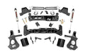 The 7 Inch Lift Kit | Alum/Stamp Steel | RR V2 for Chevy/GMC 1500 (14-18) includes two large black crossmembers, shock absorbers, steering knuckles, spacers, brackets, bolts, and hardware displayed on a white background.