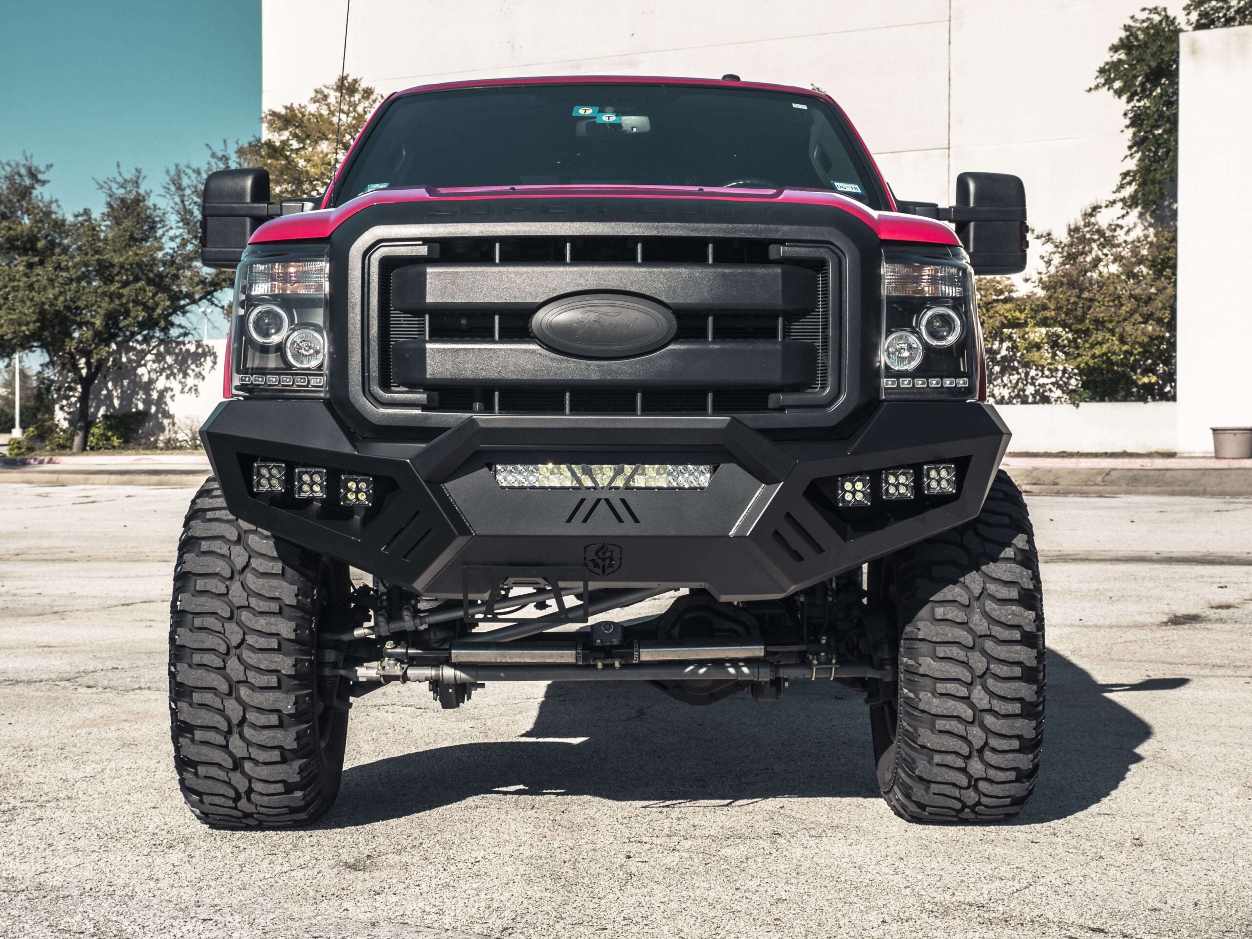 2011-2016 Ford F-250 Spartan Front Bumper Bolt-On Accessory Sheet Metal Pre-Runner Guard Texture Black Road Armor