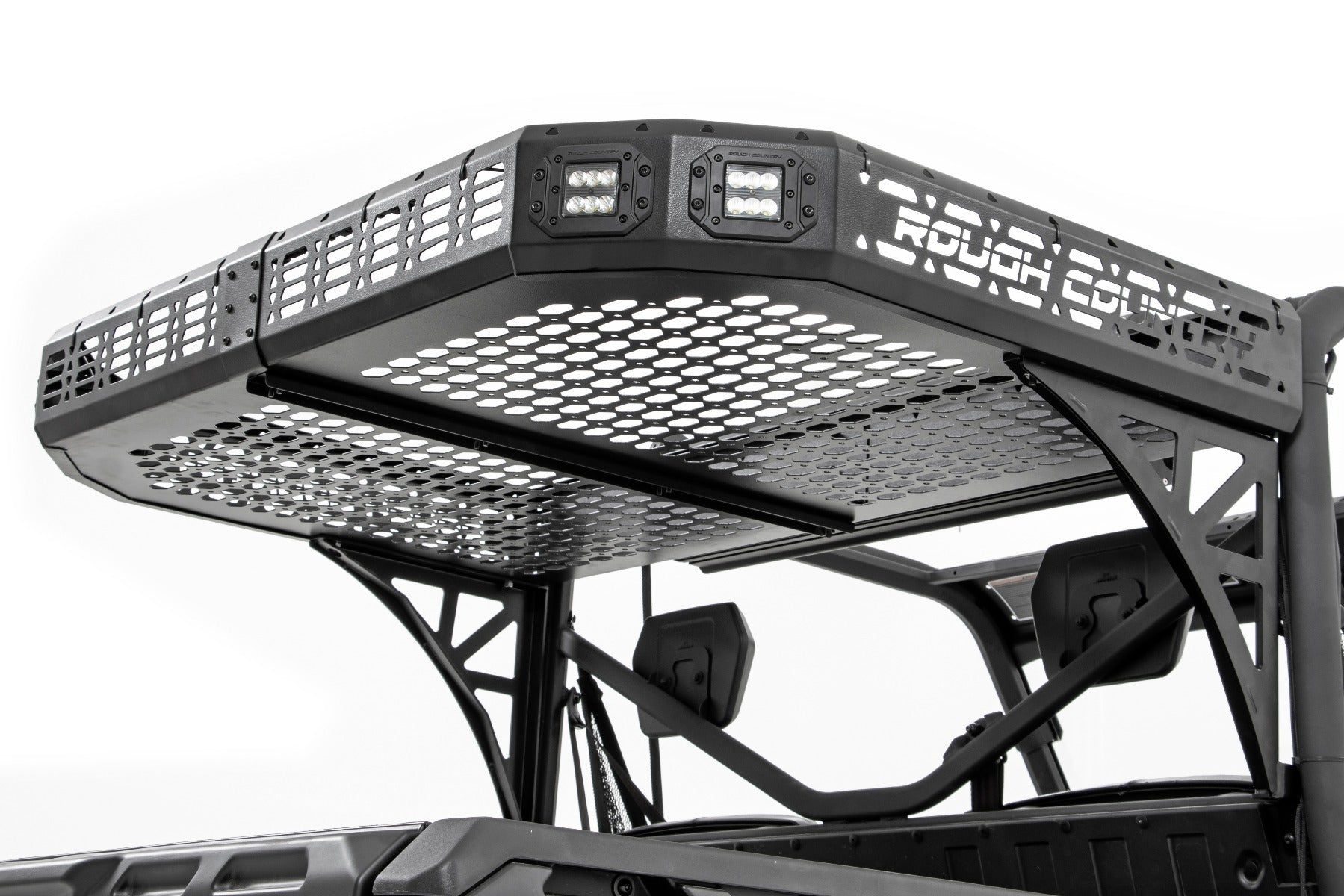 Rough Country Cargo Rack | Dual 2" Black LED Pairs | Flush Mount | Can-Am Defender (17-22)