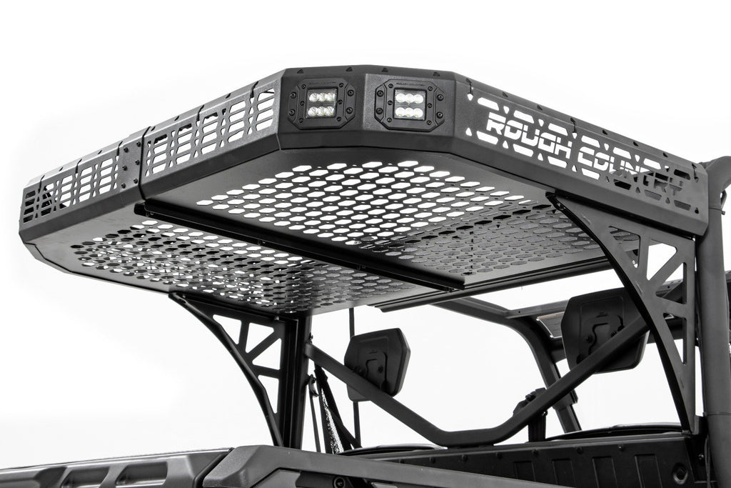 Rough Country Cargo Rack | Dual 2" Black LED Pairs | Flush Mount | Polaris Ranger 1000XP (19-22)