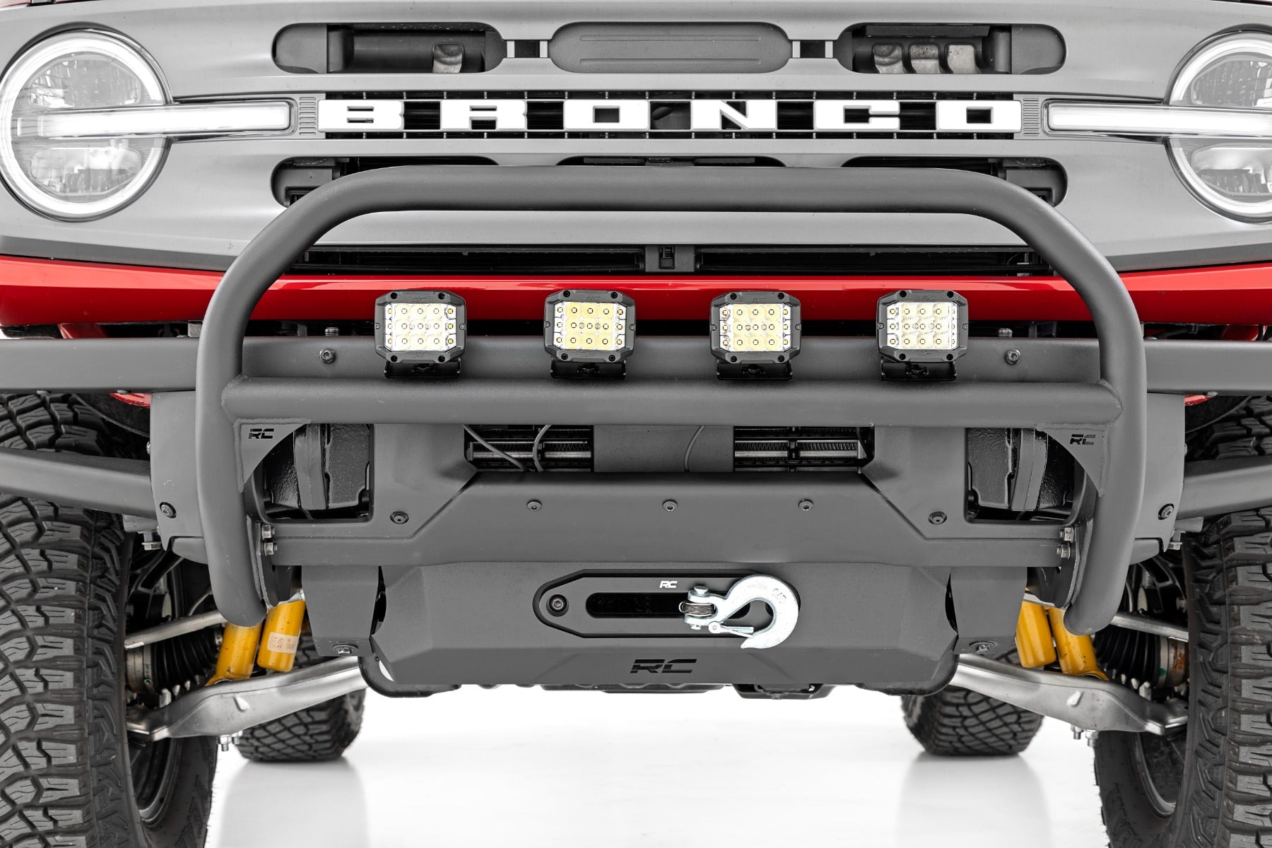 Rough Country Nudge Bar | 20 Inch Black Single Row LED | OE Modular Steel | | Ford Bronco (21-23)