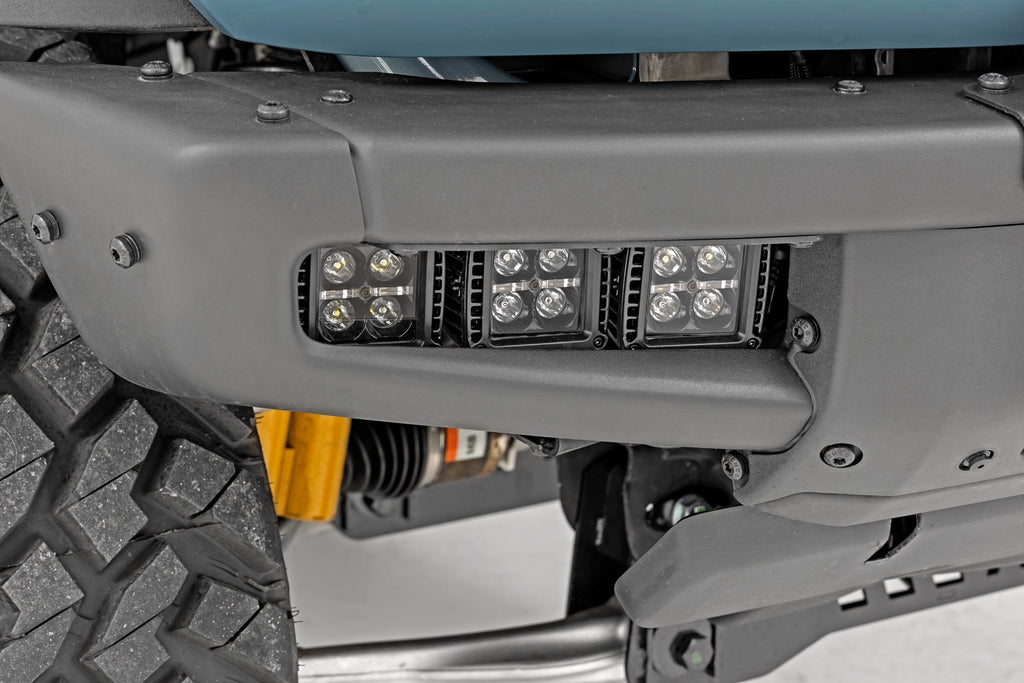 Rough Country LED Light | Fog Mount | Triple 2" Black Pair | White DRL | Ford Bronco (21-23)