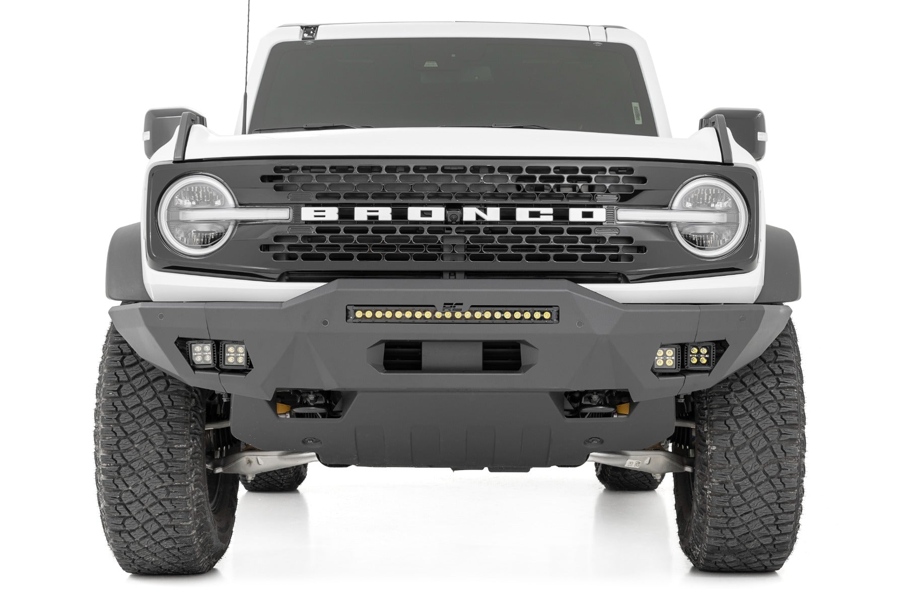 Rough Country Front Bumper | Modular | Full Wings | Flood | Fog | Ford Bronco (21-23)