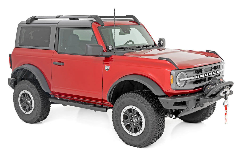 Rough Country Oval Nerf Steps | 2-Door | Black | Ford Bronco (2 Door) 4WD (21-23)