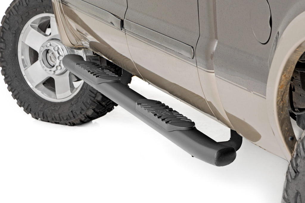 Rough Country Oval Nerf Step | Crew Cab | Black | Ford Super Duty 2WD/4WD (99-16)