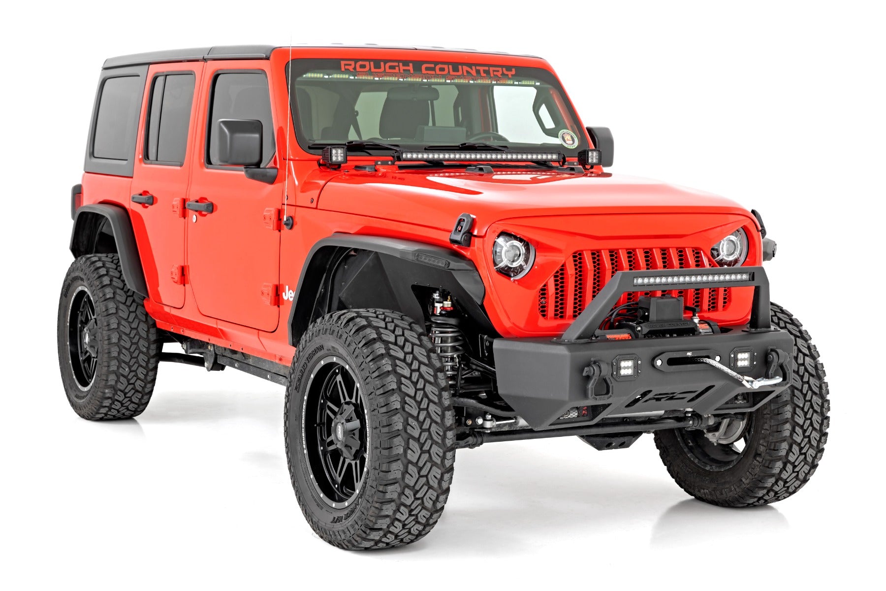 Rough Country High Clearance LED Flat Fender Flare Kit | UV Treated | | Jeep Wrangler JL (18-23)