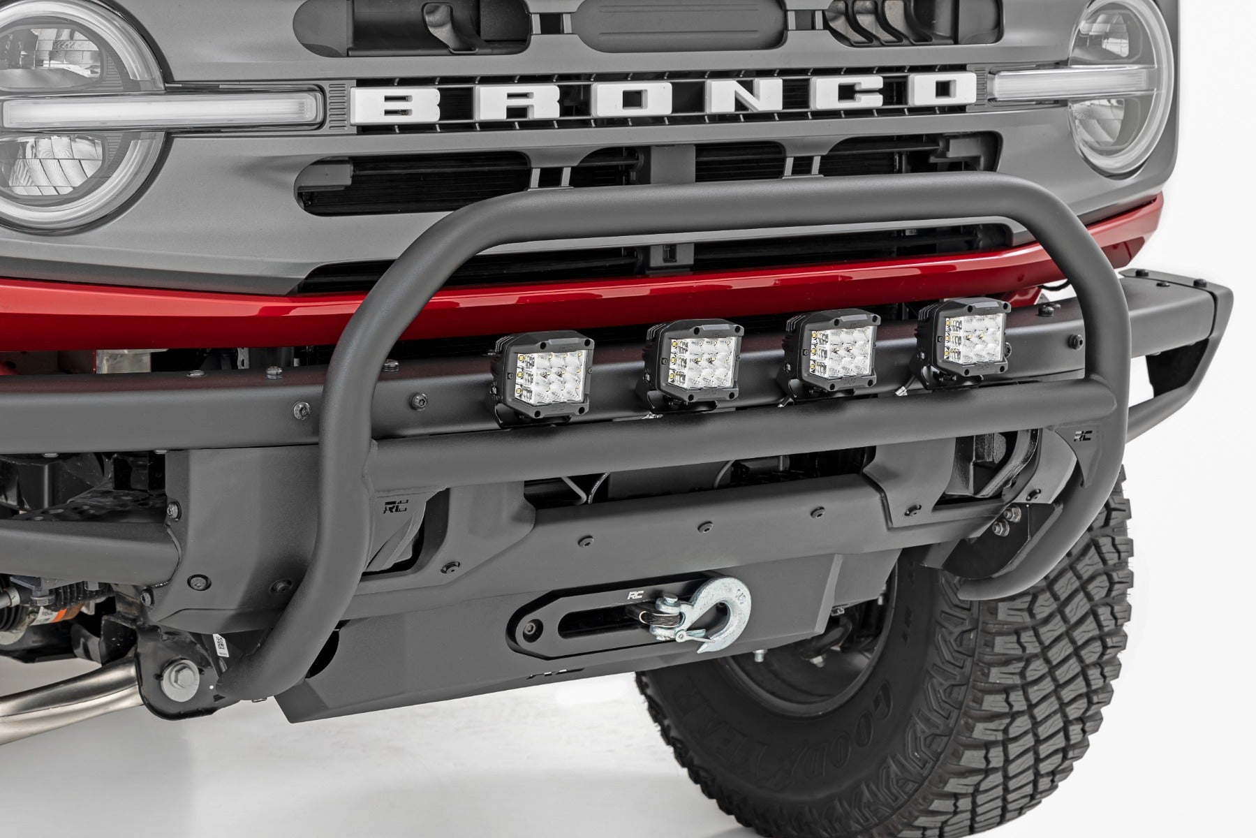 Rough Country Nudge Bar | 20 Inch Chrome Single Row LED | OE Modular Steel | Ford Bronco (21-23)