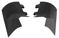 Two textured black 2018+ Jeep JL Rubicon Stealth Cowl Light Mounts are shown facing each other on a white background, each featuring bent corners, mounting tabs, and screw holes for secure automotive installation.