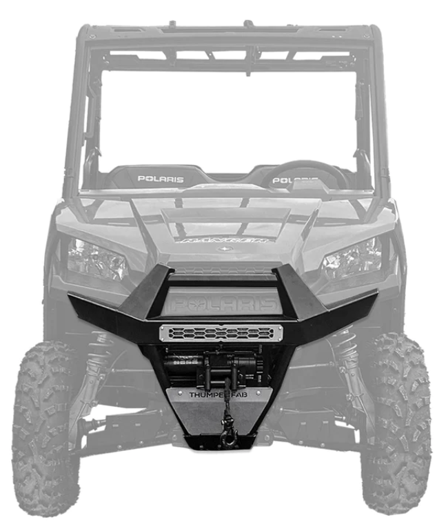 2015+ Polaris Ranger 500 / 570 Mid-Size Front Winch Bumper (2 -piece) (w/ Lights, Black)
