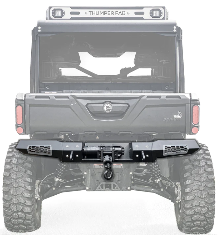 2018+ Can-Am Defender Rear ELITE Winch Bumper (w/ Lights, Black)
