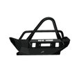 A texture black 2007-2018 Jeep JK Stealth Front Winch Bumper with angular edges, a central rectangular cutout, and a tubular stinger guard. “ROAD HAMMER” is printed in white across the front horizontal bar.