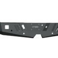 The 2011-2016 Ford F-250 Spartan Rear Bumper by Road Armor features a textured black finish, angular design with cutouts and mounting holes, reinforced edges for durability, and a rugged embossed central panel ideal for trucks or SUVs.