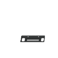 The 2013-2018 Ram 1500 Vaquero Front Non-Winch Plate in texture black is a small, rectangular metal bracket with two square cutouts at each end, ventilation holes in the center, and top screw holes for secure mounting.