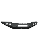 The 2016+ Toyota Tacoma Stealth Front Non-Winch Bumper in texture black features sharp angles, a rectangular center cutout with MIDNIGHT ARMOR in white above it, side mounting points, and a rugged matte finish for heavy-duty off-road use.