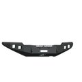 A matte black, heavy-duty steel Stealth Front Winch Bumper for 2016-2021 Toyota Tacoma, featuring angular edges, cutouts, side mounting points, a winch plate opening at the bottom center, and a white ROAD ARMOR logo. Transparent background.