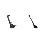 A pair of 2018+ Jeep JL Rubicon Stealth A-Pillar JL Light Mounts (52.25 Rigid Adapt Array + 1 Lower Mount, Texture Black) are shown angled apart on a transparent background, each with a wide base and tapered arm ending in a small hook.