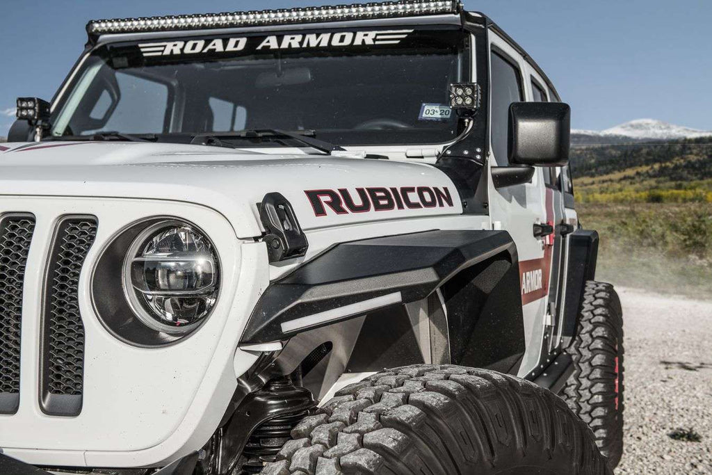2018+ Jeep Jl Rubicon Stealth Front Fender Flare Jl Body Armor W/ Switchback Led Drl - Texture Black - Offroad Armor