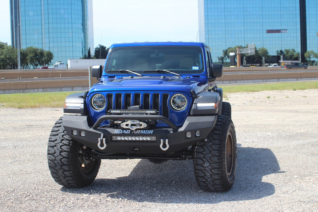 2018+ Jeep Jl Rubicon Stealth Front Winch Bumper Sheetmetal Bar Guard Full Width Rubicon - Texture Black Warn Powerplant - Offroad Armor