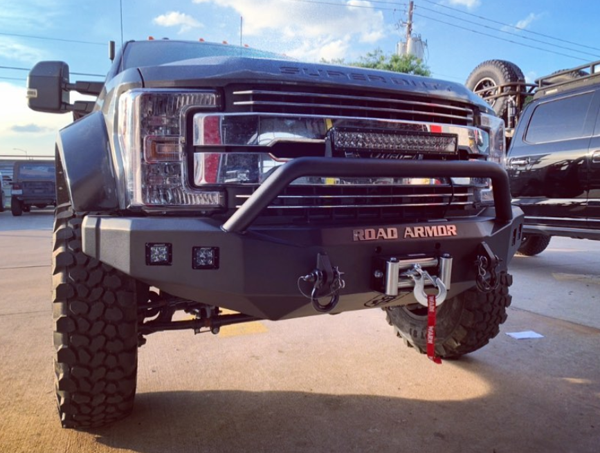 2017+ Ford F-250 Stealth "Wide Fender Flare" Front Winch Bumper Pre-Runner Guard - Texture Black Warn 16.5Ti