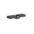 The 2019+ Ford Ranger Treck OEM Spare Tire Winch Relocation Mount is shown closed against a white background, featuring a rectangular, texture black design with two flat plates joined by a central pivot for a modern look.