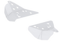 A pair of Front A-arm guards for CanAm G2 Outlander/Renegade (2019+) with a metallic, folded design featuring triangular cutouts, flat and angled surfaces, plus mounting holes. Symmetrical and shown against a white background.