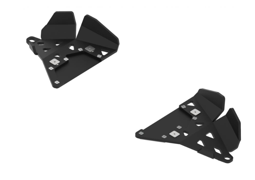 A pair of Pl. HDPE front A-arm guards for CanAm G2 Renegade/Outlander (2019+) is shown on a white background, each positioned separately and facing different directions.