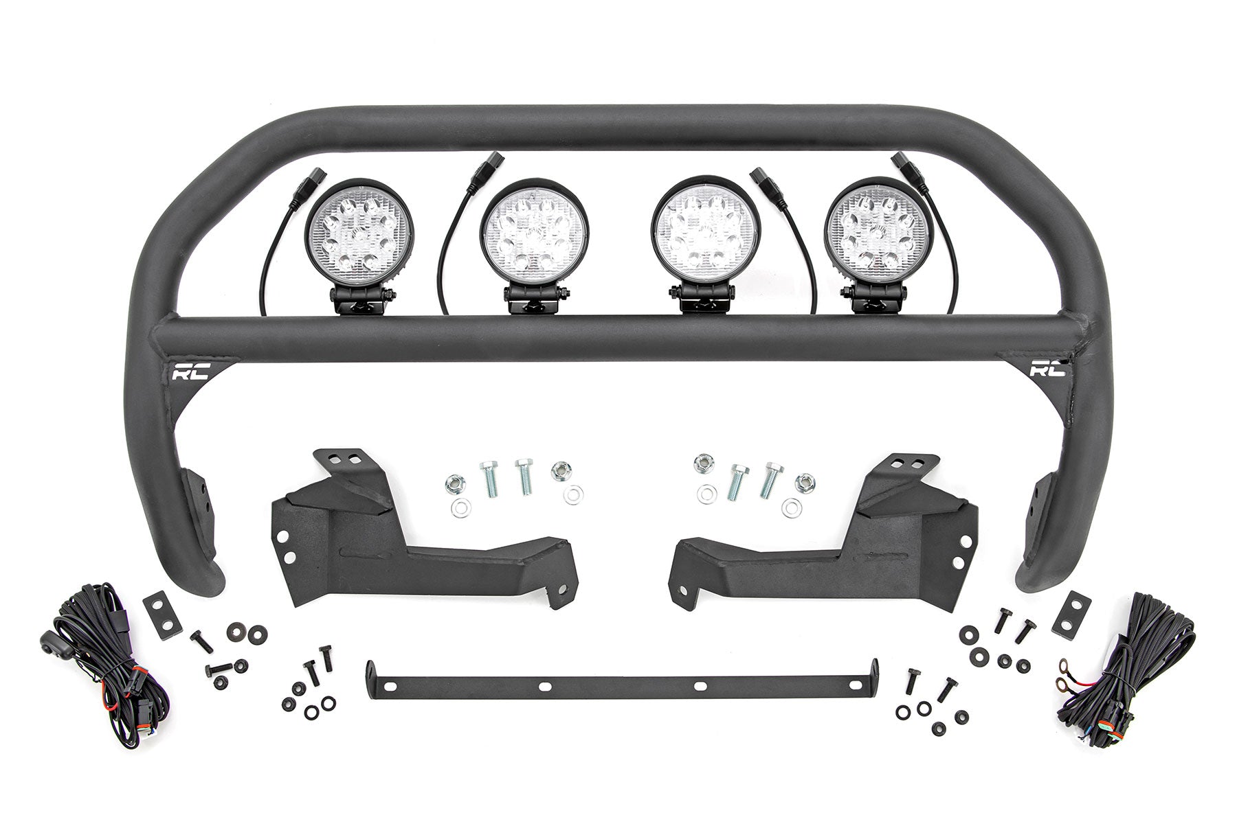 Rough Country Nudge Bar | 4 Inch Round Led (x4) | Ford Bronco Sport 4WD (21-23)