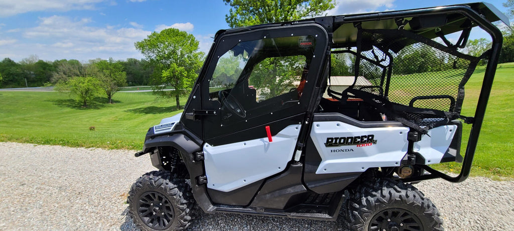 Honda Pioneer 1000-5 Cab Enclosure With Aluminum Upper Front Doors, Soft Rear Doors, And Middle & Back Soft Back Panels.