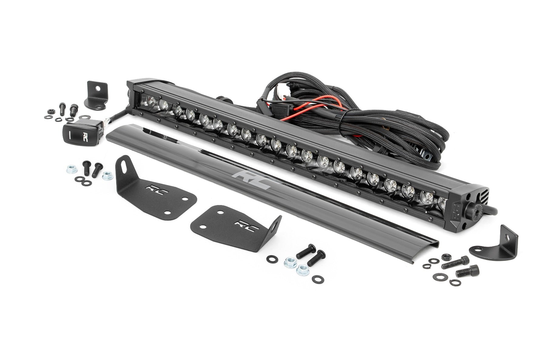 Rough Country LED Light | Bumper Mount | 20" Black Single Row | White DRL | Ford Bronco Sport (21-23)