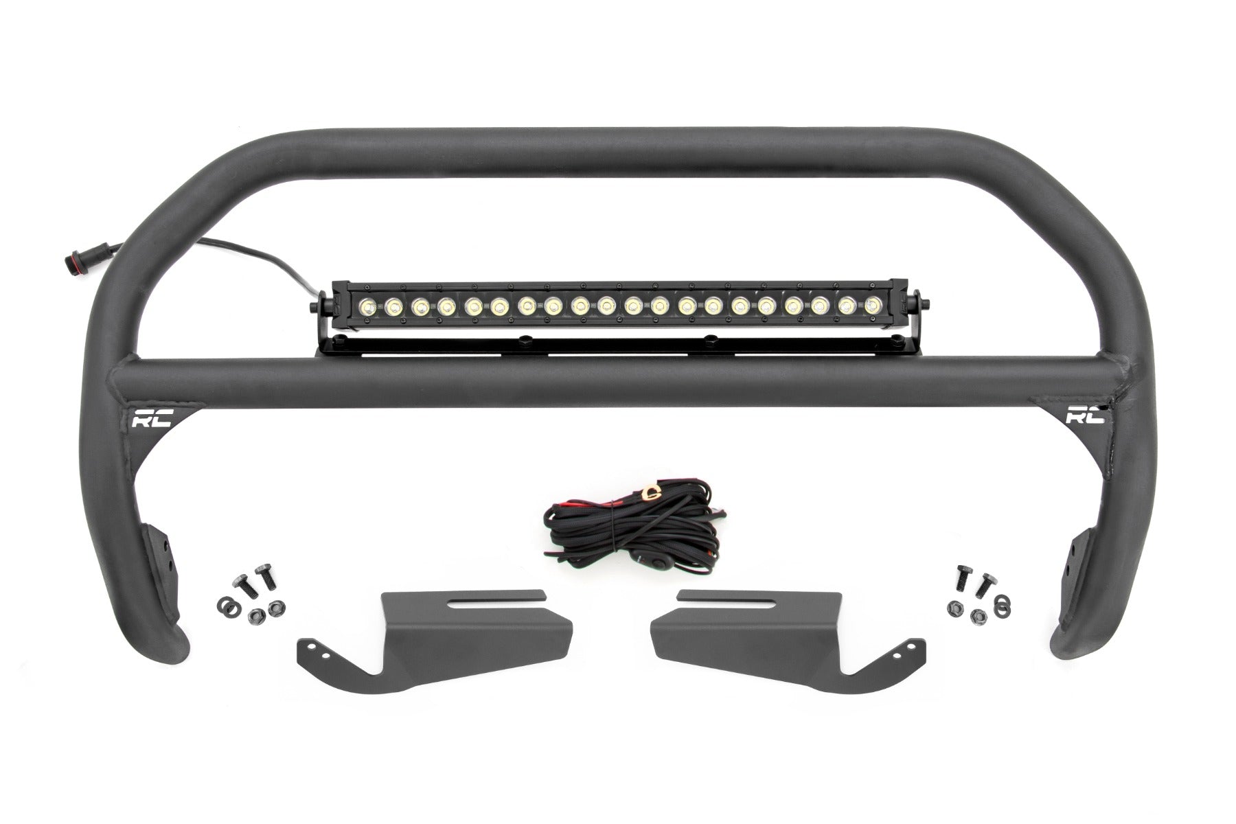 Rough Country Nudge Bar | 20 Inch BLK DRL Single Row LED | OE Modular Steel | Ford Bronco (21-23)