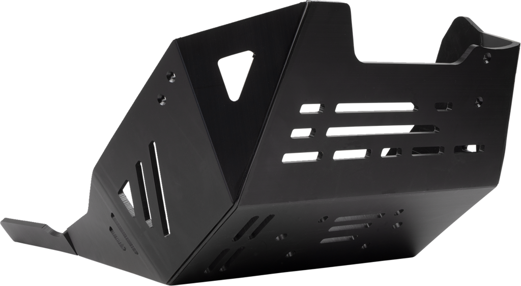 A black metal box with holes.